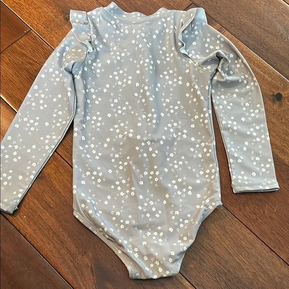 Quincy Mae Blue Floral One Piece Swimsuit Bathing Suit NWT 2-3 years - Picture 3 of 5